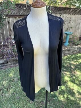h.i.p. Happening in the Present Cardigan Black S Lace Back Long Sleeve